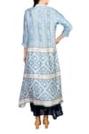 Shop_Soup By Sougat Paul_Blue Asymmetric Tussar Printed Cape Dress _at_Aza_Fashions