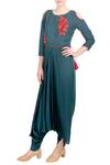 Buy_Soup By Sougat Paul_Green Crepe Silk Floral Motifs Round Neck Embroidered Layered Jumpsuit _at_Aza_Fashions