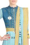 Buy_Soup by Sougat Paul_Blue Crepe Silk Pre-draped Printed Saree_Online_at_Aza_Fashions