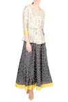 Buy_Soup by Sougat Paul_Beige Spread Collar Printed Skirt Set  _at_Aza_Fashions