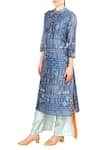 Buy Soup By Sougat Paul Blue Round Chanderi Printed Kurta With Palazzos at Aza Fashions Buy_Soup By Sougat Paul_Blue Round Chanderi Printed Kurta With Palazzos _at_Aza_Fashions