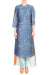 Soup By Sougat Paul Blue Round Chanderi Printed Kurta With Palazzos Online at Aza Fashions Soup By Sougat Paul_Blue Round Chanderi Printed Kurta With Palazzos _Online_at_Aza_Fashions