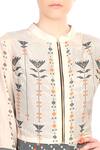 Buy_Soup by Sougat Paul_Cream Cotton Silk Band Collar Printed Jacket Style Dress  _Online_at_Aza_Fashions