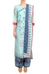 Soup By Sougat Paul Blue Round Chanderi Kurta Set Online at Aza Fashions Soup By Sougat Paul_Blue Round Chanderi Kurta Set _Online_at_Aza_Fashions