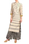 Buy_Soup by Sougat Paul_Cream Mandarin Collar Printed Chanderi Kurta Set  _at_Aza_Fashions