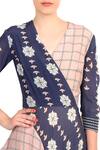 Buy_Soup By Sougat Paul_Blue Crepe Silk Floral Motifs, Geometric V Neck Printed Wrap Dress _Online_at_Aza_Fashions