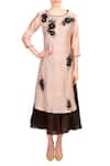 Soup By Sougat Paul Beige Chanderi Floral Round Layered Kurta Online at Aza Fashions Soup By Sougat Paul_Beige Chanderi Floral Round Layered Kurta _Online_at_Aza_Fashions