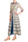 Buy Soup By Sougat Paul Blue Mandarin Collar Printed Layered Chanderi Dress at Aza Fashions Buy_Soup By Sougat Paul_Blue Mandarin Collar Printed Layered Chanderi Dress _at_Aza_Fashions