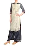 Buy_Soup by Sougat Paul_Black High Mandarin Chanderi Printed Kurta With Palazzo Pants  _at_Aza_Fashions