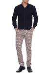 Buy_Mr. Ajay Kumar_White Luxe Cotton Satin Lycra Kaleidoscopic Printed Trousers_at_Aza_Fashions