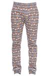 Shop_Mr. Ajay Kumar_White Luxe Cotton Satin Lycra Kaleidoscopic Printed Trousers_at_Aza_Fashions