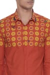 Mr. Ajay Kumar_Orange Luxe Cotton Engineered Butterfly Collar Shirt With Long Sleeves _at_Aza_Fashions