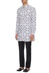 Buy_Mr. Ajay Kumar_White Luxe Cotton Printed Floral Nilgiri Long Sleeve Kurta Shirt  _Online_at_Aza_Fashions