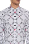 Mr. Ajay Kumar_White Luxe Cotton Printed Floral Nilgiri Long Sleeve Kurta Shirt  _at_Aza_Fashions