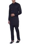 Buy_Mr. Ajay Kumar_Black Cotton Kurta Style Shirt  _at_Aza_Fashions