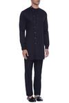 Mr. Ajay Kumar_Black Cotton Kurta Style Shirt  _Online_at_Aza_Fashions