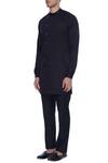 Buy_Mr. Ajay Kumar_Black Cotton Kurta Style Shirt  _Online_at_Aza_Fashions