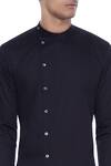 Mr. Ajay Kumar_Black Cotton Kurta Style Shirt  _at_Aza_Fashions