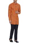 Buy_Mr. Ajay Kumar_Red And Yellow Printed Luxe Cotton Kurta Shirt_at_Aza_Fashions