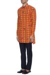 Buy_Mr. Ajay Kumar_Red And Yellow Printed Luxe Cotton Kurta Shirt_Online_at_Aza_Fashions