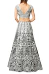 Shop_Reeti Arneja_Steel Grey Embroided Net Lehenga And Shantoon Blouse._at_Aza_Fashions