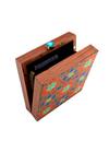 Buy_Crazy Palette_Brown Hand Painted Wooden Box Clutch_Online_at_Aza_Fashions