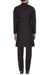 Shop_Bohame_Black Cotton Plain Sherwani With Kurta And Pants _at_Aza_Fashions