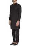 Buy_Bohame_Black Cotton Plain Sherwani With Kurta And Pants _Online_at_Aza_Fashions