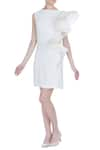 Buy_Varsha Wadhwa_Off White Organza And Taffeta Sleeveless Ruffle Shift Dress_at_Aza_Fashions