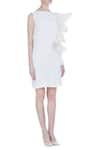 Varsha Wadhwa_Off White Organza And Taffeta Sleeveless Ruffle Shift Dress_Online_at_Aza_Fashions