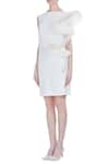 Buy_Varsha Wadhwa_Off White Organza And Taffeta Sleeveless Ruffle Shift Dress_Online_at_Aza_Fashions