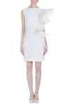 Shop_Varsha Wadhwa_Off White Organza And Taffeta Sleeveless Ruffle Shift Dress_Online_at_Aza_Fashions