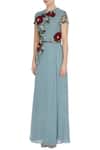 Buy_Huemn_Blue Asymmetric Embroidered Gown _Online_at_Aza_Fashions