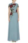 Shop_Huemn_Blue Asymmetric Embroidered Gown _Online_at_Aza_Fashions