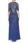 Shop_Huemn_Blue Deep V Neck Embellished Gown  _at_Aza_Fashions