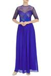 Buy_Huemn_Blue Embellished Flared Gown_at_Aza_Fashions