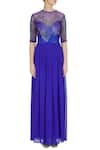 Shop_Huemn_Blue Embellished Flared Gown_Online_at_Aza_Fashions