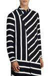 Buy_Qbik_Black And White Deconstructed Stripe Asymmetric Kurta With Pants_Online_at_Aza_Fashions