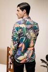 Shop_Abkasa_Multi Color Cotton Woven Geometric Tropical Print Shirt _at_Aza_Fashions