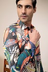 Abkasa_Multi Color Cotton Woven Geometric Tropical Print Shirt _at_Aza_Fashions