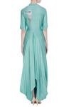 Shop_Joy Mitra_Green Draped Layered Tunic With Resham Embroidery_at_Aza_Fashions