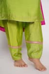 Pants and Pajamas_Green Kurta And Pant Chanderi Embroidered Floral Motifs Round Straight Set _at_Aza_Fashions