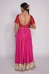 Shop_Pants and Pajamas_Pink Chanderi Embroidered Gota Work Lehenga _at_Aza_Fashions