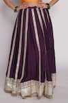 Pants and Pajamas_Purple Chanderi Embroidered Gota Work Lehenga _Online_at_Aza_Fashions