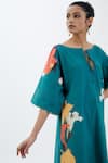 Sitaraa_Green Poplin Printed Flower Boat Guldasta Long Tunic And Flared Pant Set _Online_at_Aza_Fashions