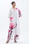 Buy_Sitaraa_White Poplin Floral Round Chaav Long Tunic And Pant Set _Online_at_Aza_Fashions