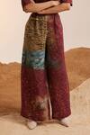 Buy_Cord_Brown Cotton Satin Printed Grain Round Scallop Top And Pant Set _Online_at_Aza_Fashions