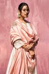 Weaver Story_Pink Embroidery Thread Chanderi Silk Border Dupatta _Online_at_Aza_Fashions