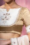 Buy_Weaver Story_Gold Tissue, Chanderi Silk Gota Patti, Embroidery Keyhole Floral Bodice Blouse _Online_at_Aza_Fashions