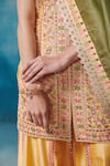 SUHINO_Yellow Silk, Organza Embroidery, Tassels Mandarin Floral Kurta Gharara Set _Online_at_Aza_Fashions